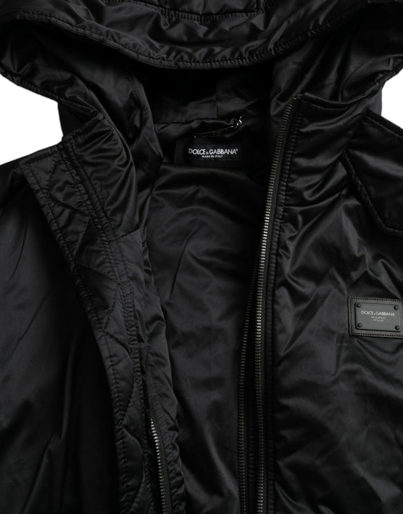 Veste parka à capuche noire élégante