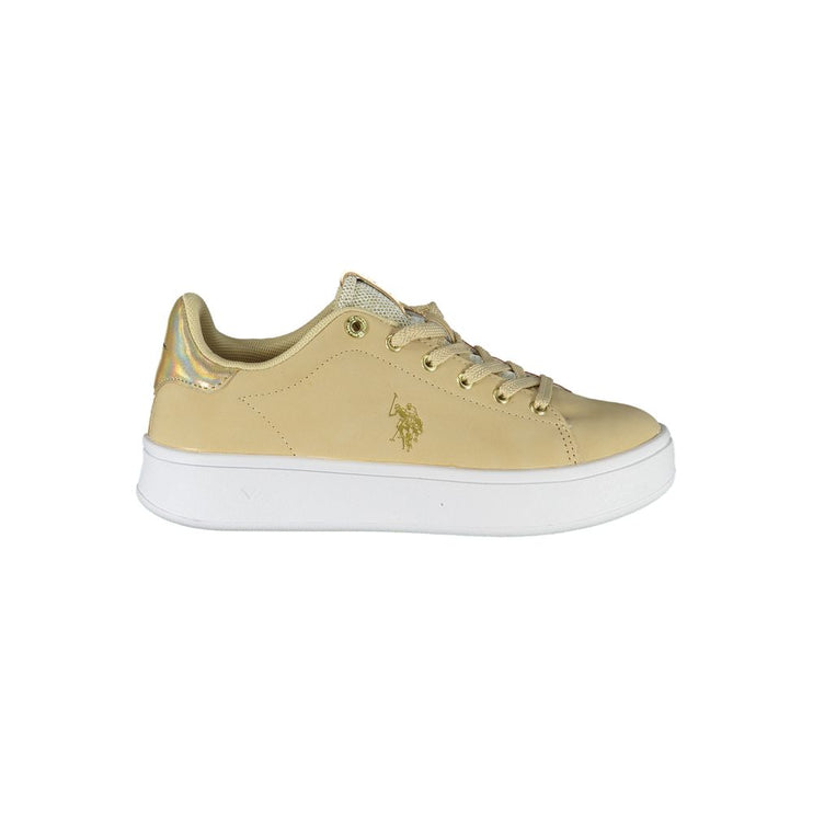 Sneaker chic beige lace-up con accenti di contrasto