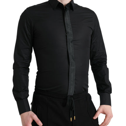 Elegante camisa de vestir negra delgada