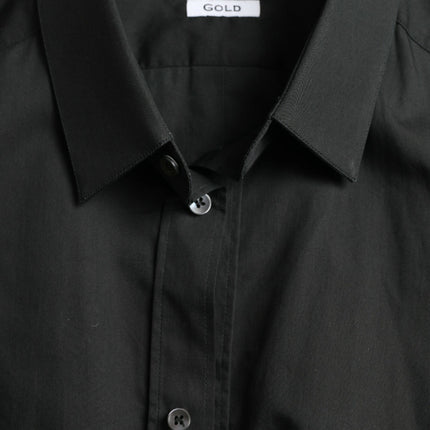 Camisa de vestir de mezcla de seda negra delgada elegante