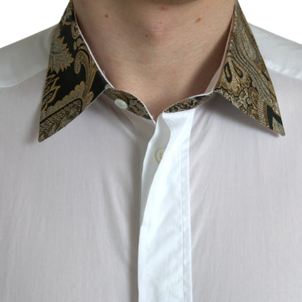 Elegante camisa de vestir de detalles dorados