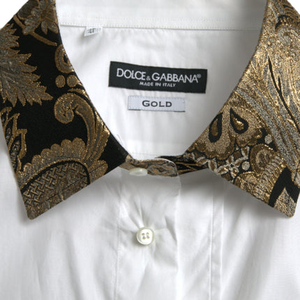 Elegante camisa de vestir de detalles dorados