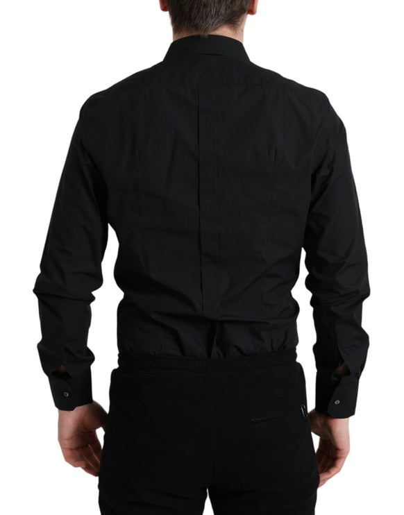 Sleek Black Slim Fit Camisa de vestir italiana