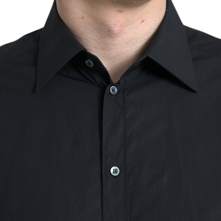 Sleek Black Slim Fit Camisa de vestir italiana