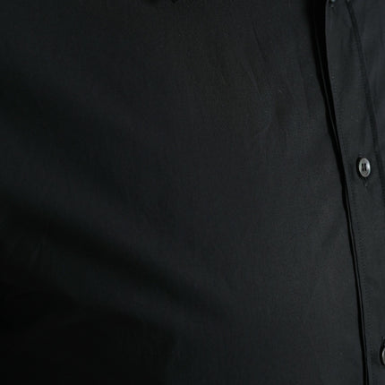 Sleek Black Slim Fit Camisa de vestir italiana