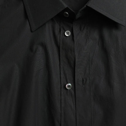 Sleek Black Slim Fit Camisa de vestir italiana