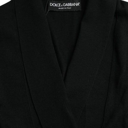 Elegant Black Cashmere Robe with Waist Belt