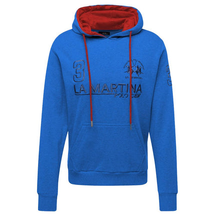 Chic Blue Cotton Hooded Sweatshirt