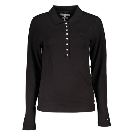 Black Cotton Women Polo Shirt