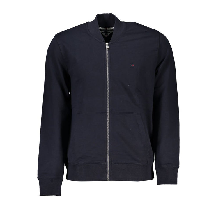 Sweat-shirt zip bleu élégant avec détail de broderie