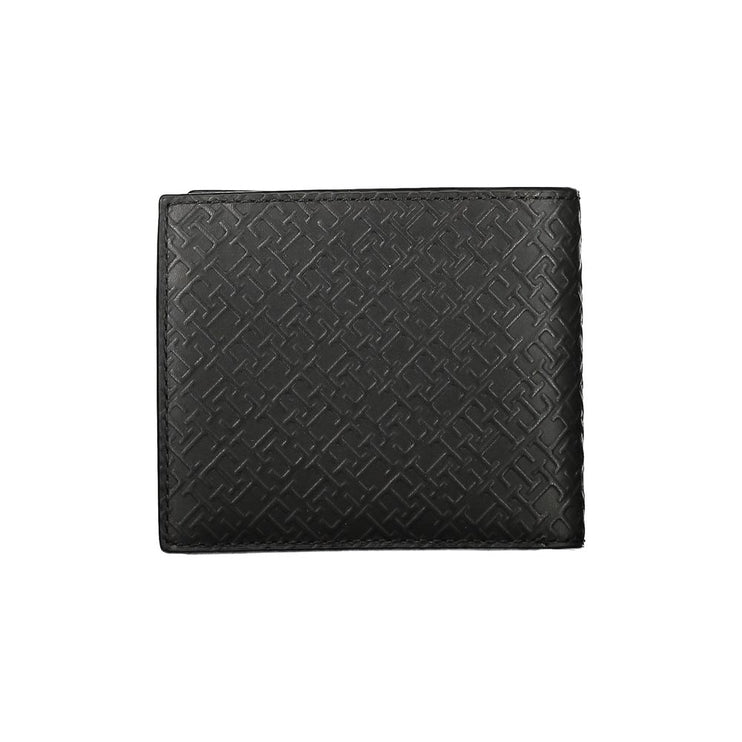 Elegant Black Leather Wallet with Multi-Compartments