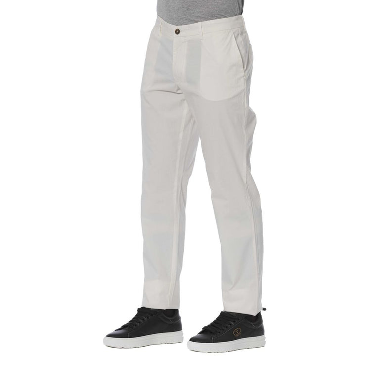 Pantalones de mezcla de algodón blanco elegante