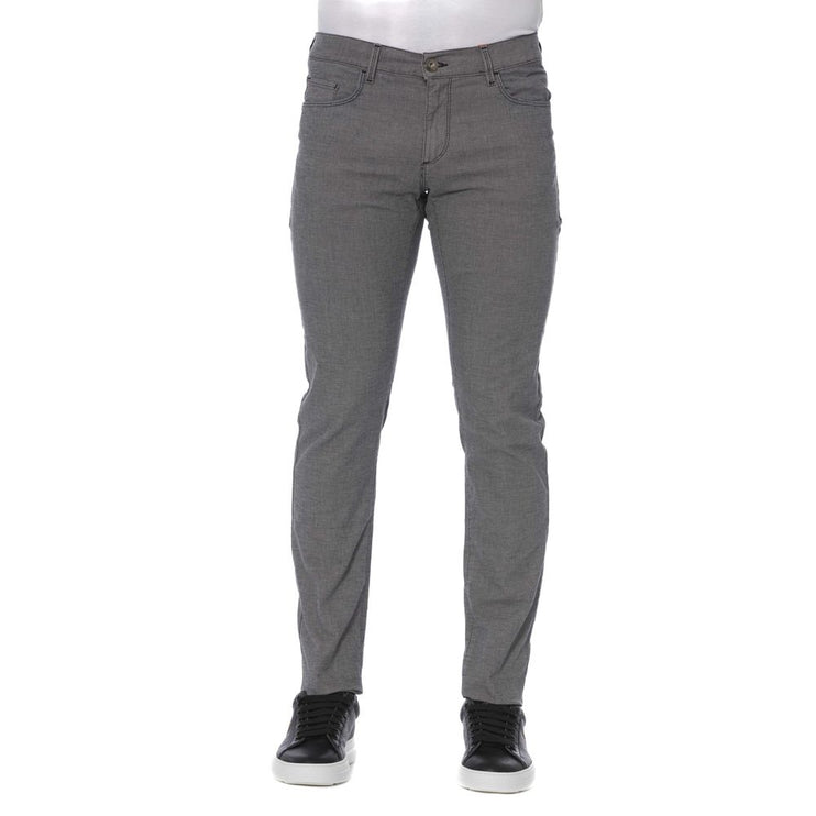 Elegantes pantalones de mezcla de algodón gris