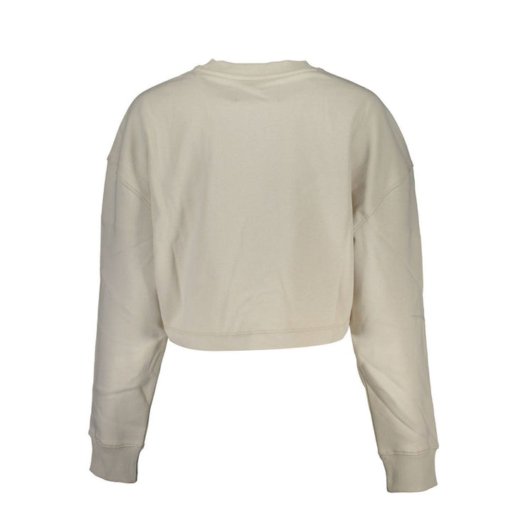 Beige Crew Neck Fleece Sweatshirt