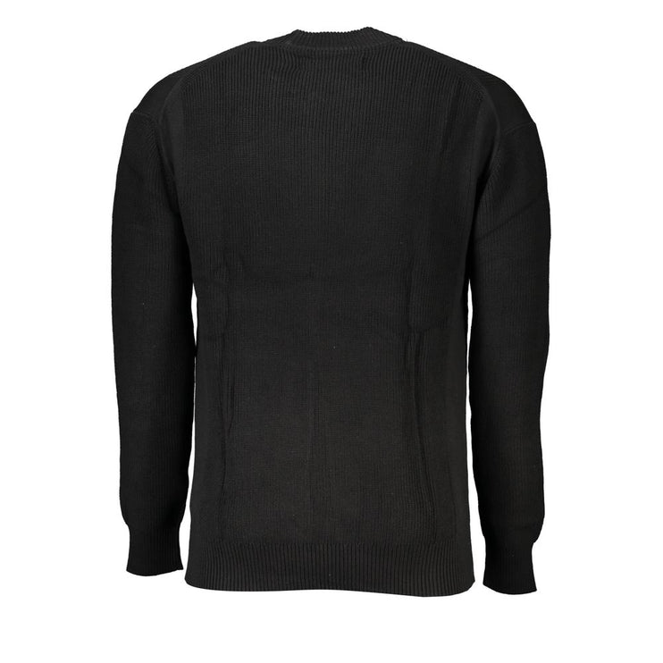 Sleek Cotton Crew Neck Sweater with Contrast Details