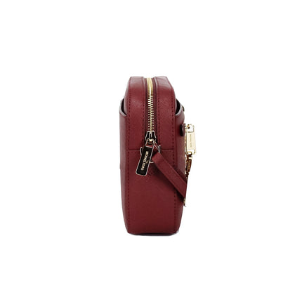 Jet Set East West Bolso Crossbody grande de piel cereza oscuro con cremallera y cadena