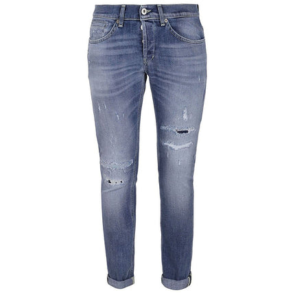 Jeans de estiramiento azul angustiados y elegantes