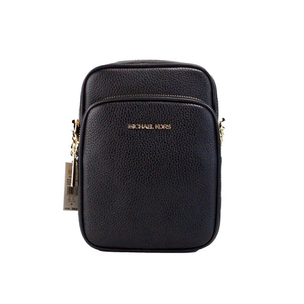 Vuelo Negro Cuero Pebbled Norte Sur Cadena Crossbody Bolsa