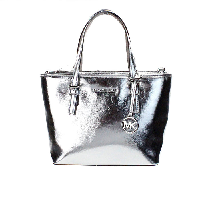 Jet Set Zilver Metallic XS Carryall Top Zip Tote Bag Tas