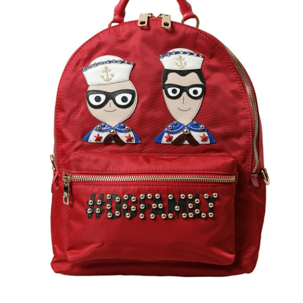 Embellished Red Backpack with Gold Detailing