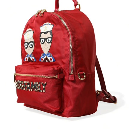 Embellished Red Backpack with Gold Detailing