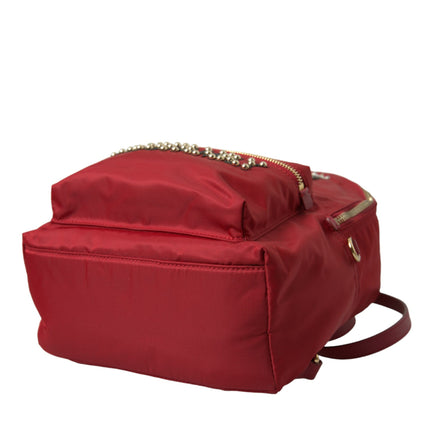 Embellished Red Backpack with Gold Detailing