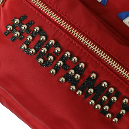 Embellished Red Backpack with Gold Detailing