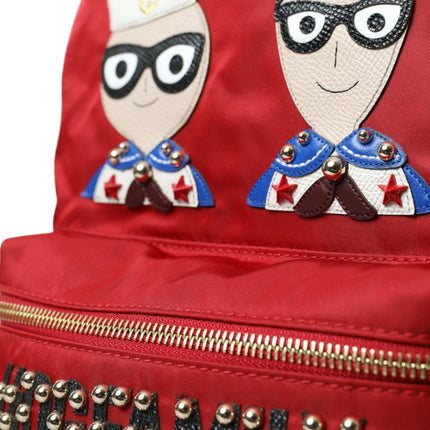 Embellished Red Backpack with Gold Detailing