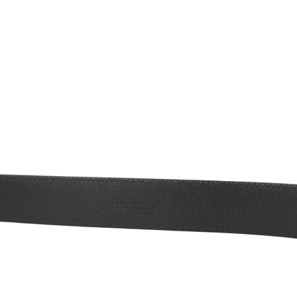 Elegant Black Leather Belt with Metal Buckle