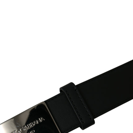 Elegant Black Leather Belt with Metal Buckle