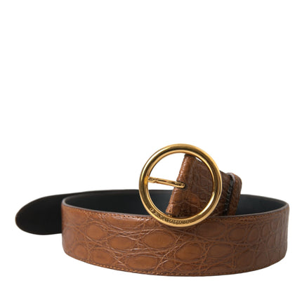 Elegant Exotic Leather Belt - Rich Brown