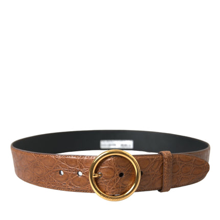 Elegant Exotic Leather Belt - Rich Brown