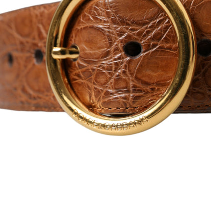 Elegant Exotic Leather Belt - Rich Brown