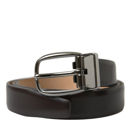 Elegant Dark Brown Calf Leather Belt