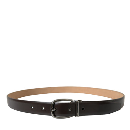 Elegant Dark Brown Calf Leather Belt