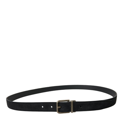 Elegant Black Leather Belt with Metal Buckle