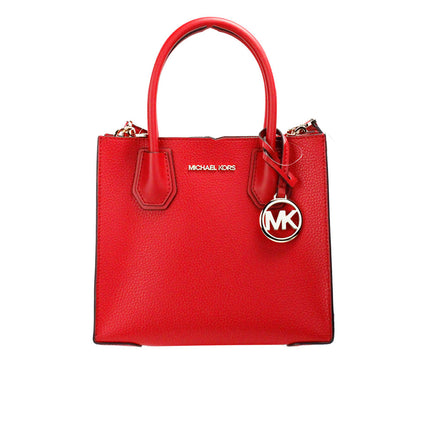 Bolso Crossbody mediano Mercer de piel de guijarro rojo brillante para mensajero