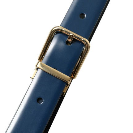 Cintura elegante in pelle di vitello blu