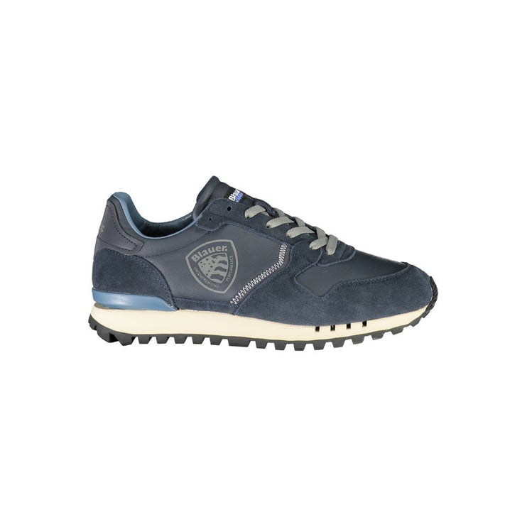 Sleek Blue Sports Sneakers con detalles de cordones de contraste