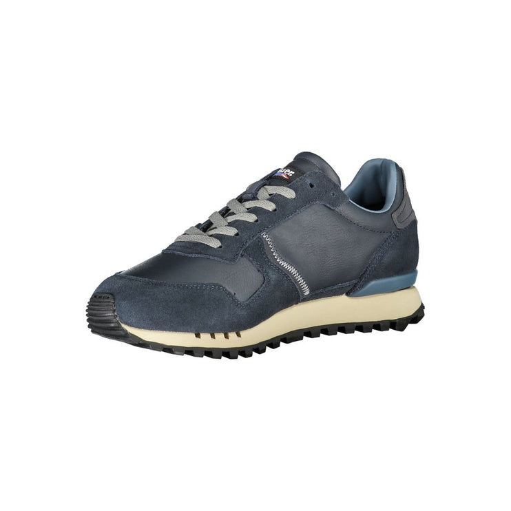 Sleek Blue Sports Sneakers con detalles de cordones de contraste