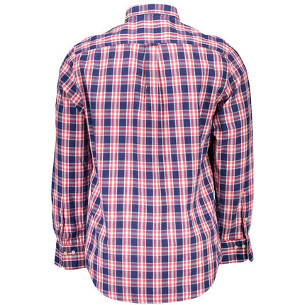 Camisa de algodón azul casual con cuello con botones