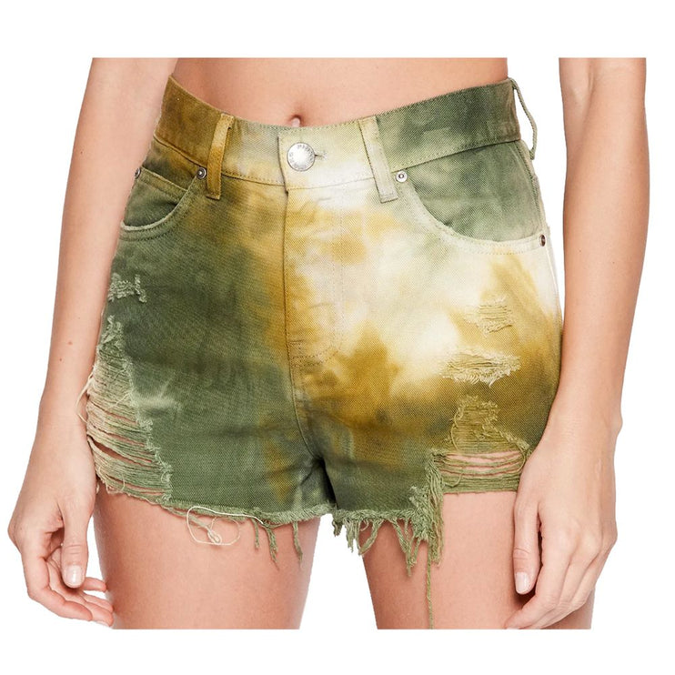 Pantaloncini di cotone verde militare chic per donne