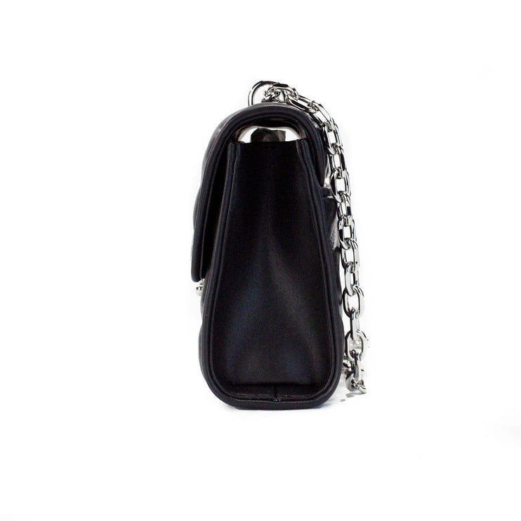 Bolso de hombro mediano Serena de piel sintética acolchada con diamantes en negro