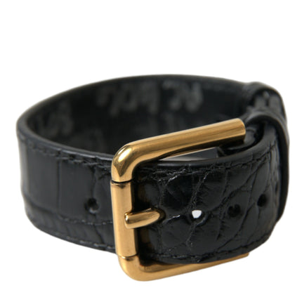 Elegante bracciale in pelle nera e oro