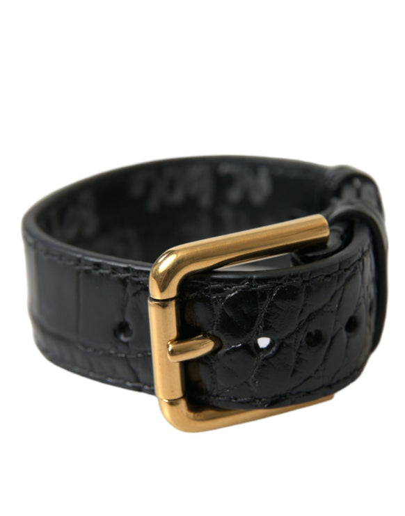 Elegante bracciale in pelle nera e oro