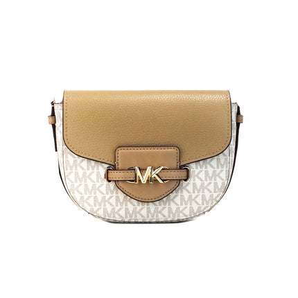 Bolso cruzado con solapa de PVC en Camel pequeño Reed Signature