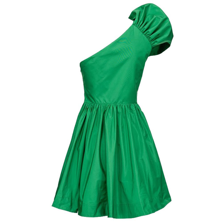 Robe évasée à bustier drapé vert chic