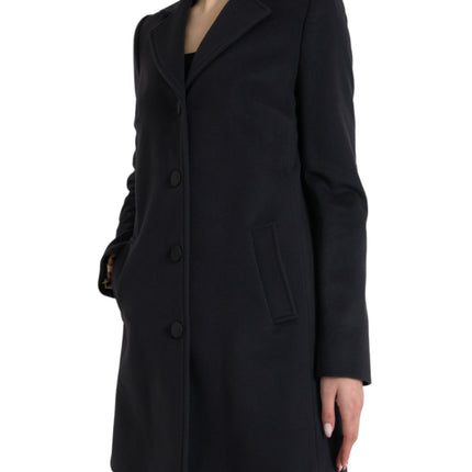 Elegant Virgin Wool Blend Black Blazer