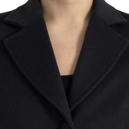 Elegant Virgin Wool Blend Black Blazer