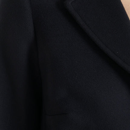 Elegant Virgin Wool Blend Black Blazer